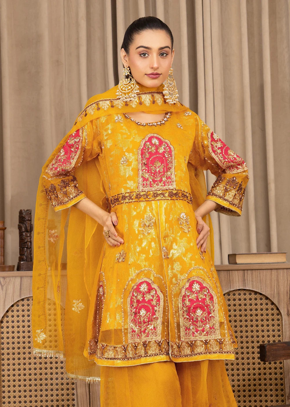 Yellow 3-Piece Sharara