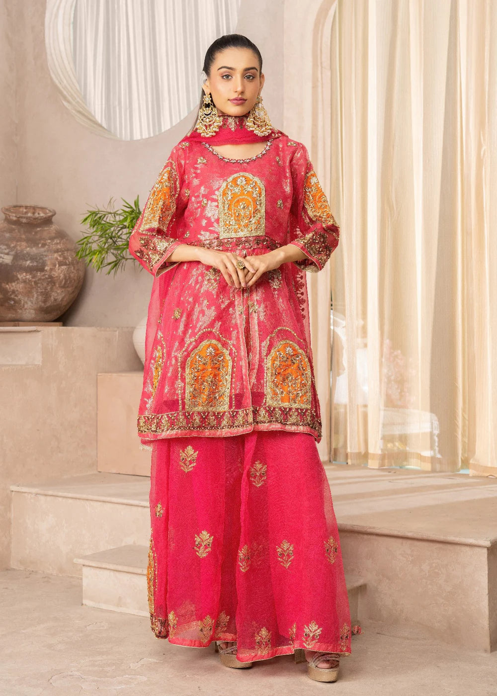Shocking Pink 3-Piece Sharara