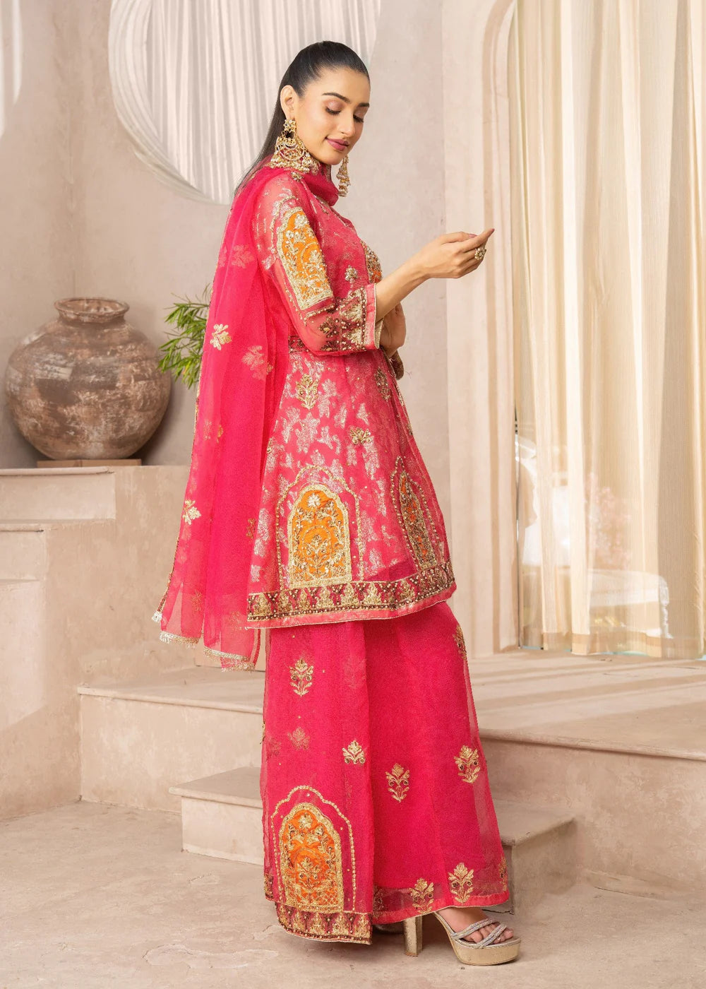 Shocking Pink 3-Piece Sharara