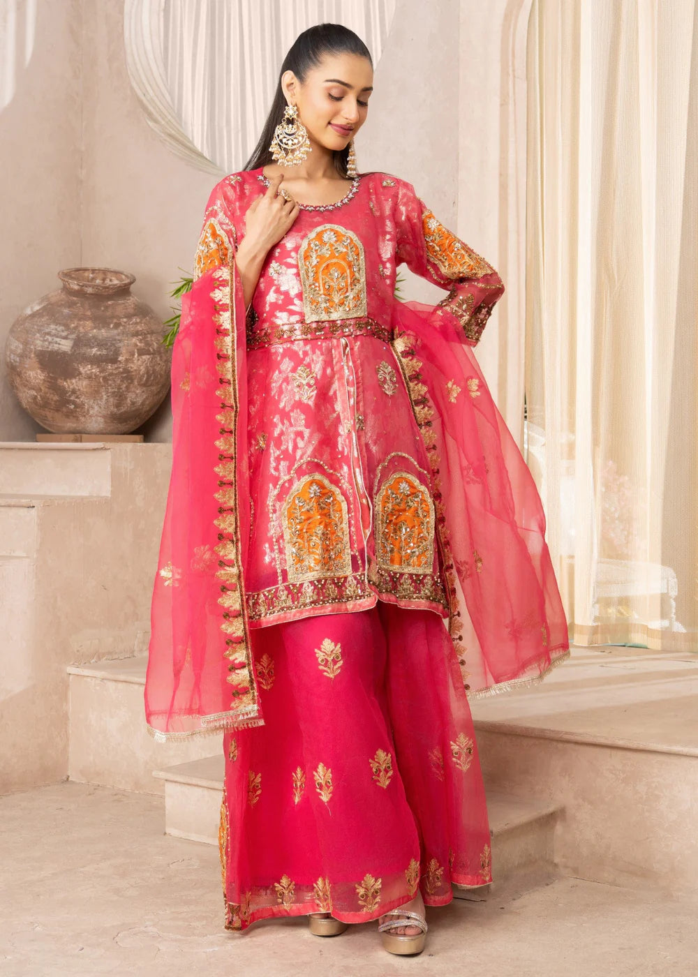 Shocking Pink 3-Piece Sharara