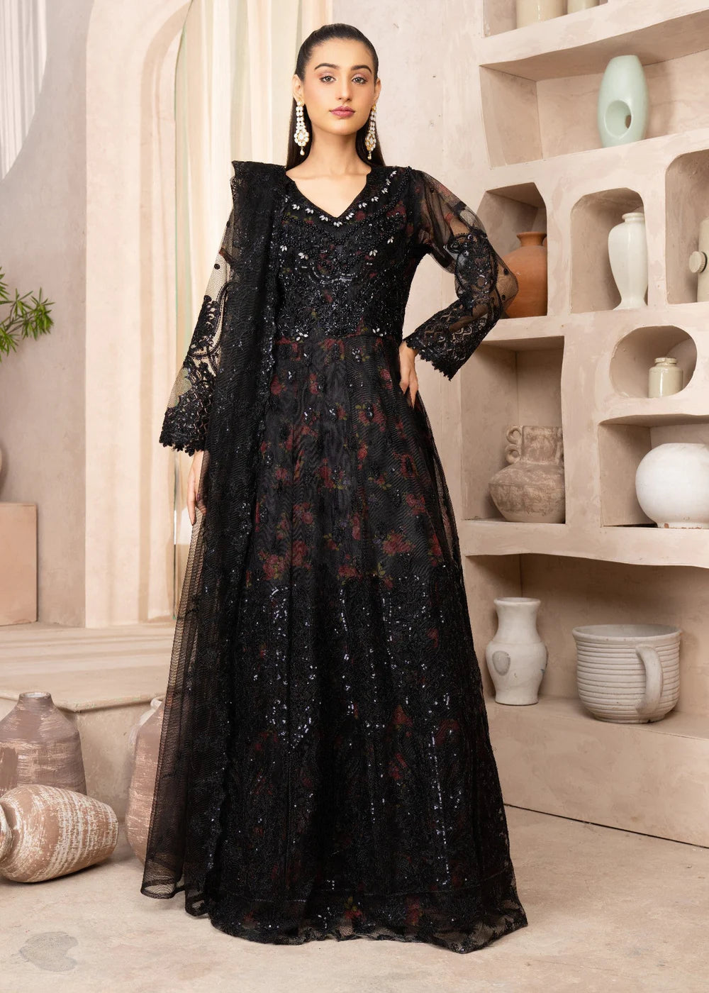 Black Net Maxi – 3Piece