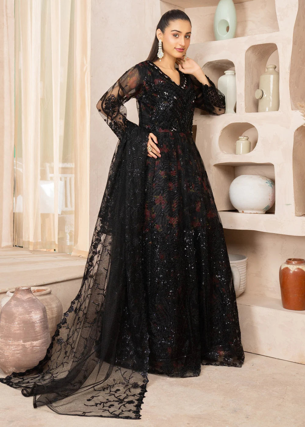 Black Net Maxi – 3Piece