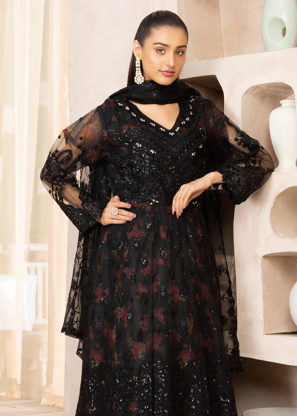Black Net Maxi – 3Piece