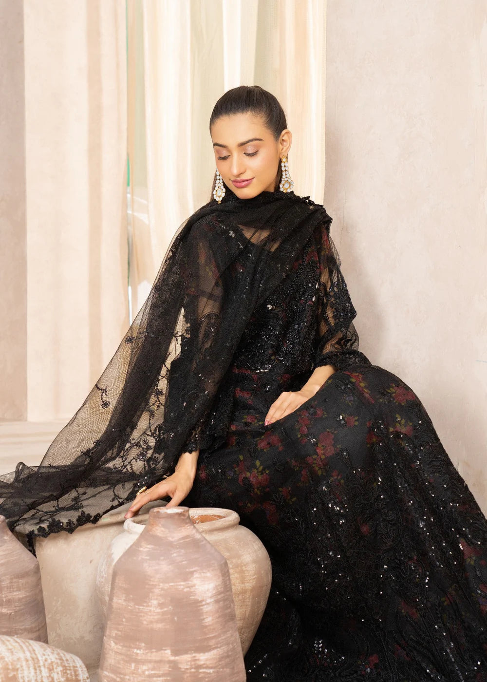 Black Net Maxi – 3Piece