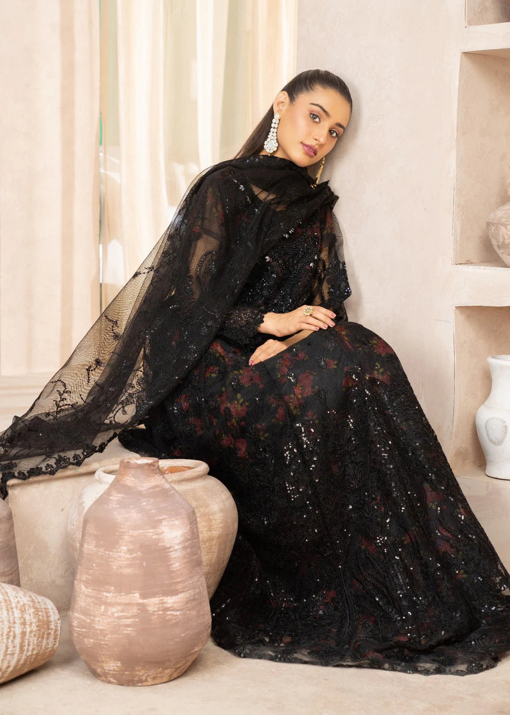 Black Net Maxi – 3Piece