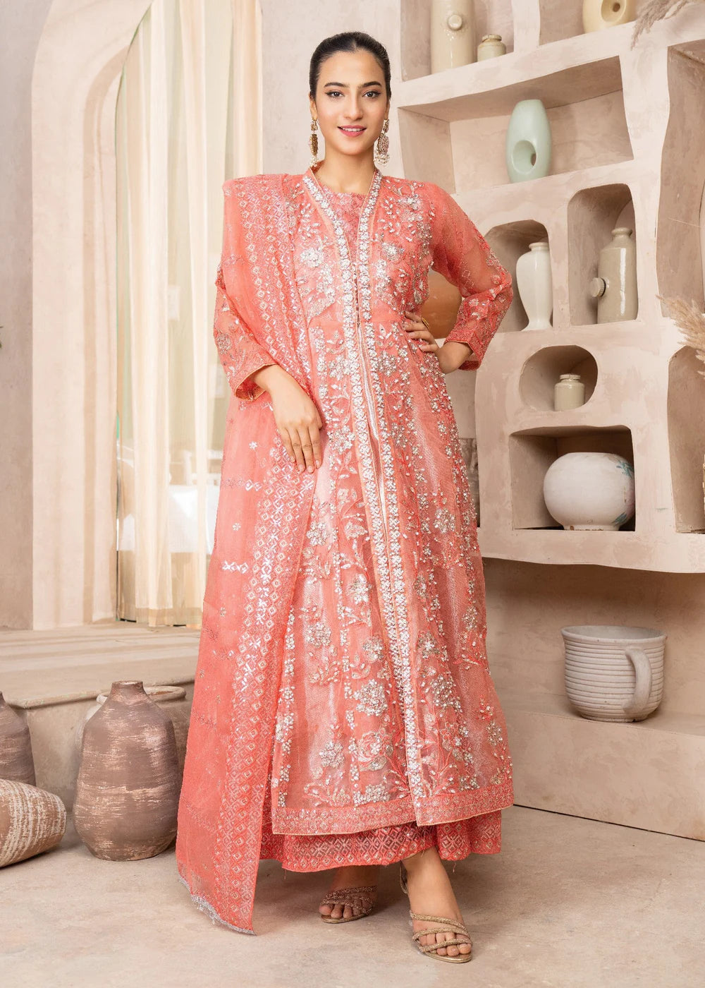 Pink Organza Maxi – 3Piece