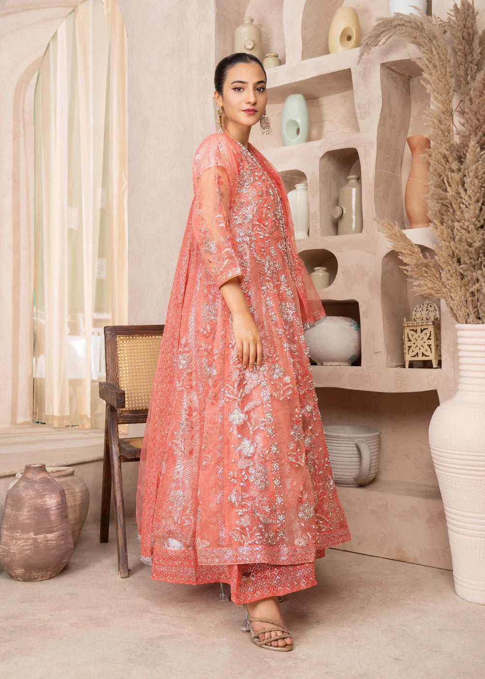 Pink Organza Maxi – 3Piece