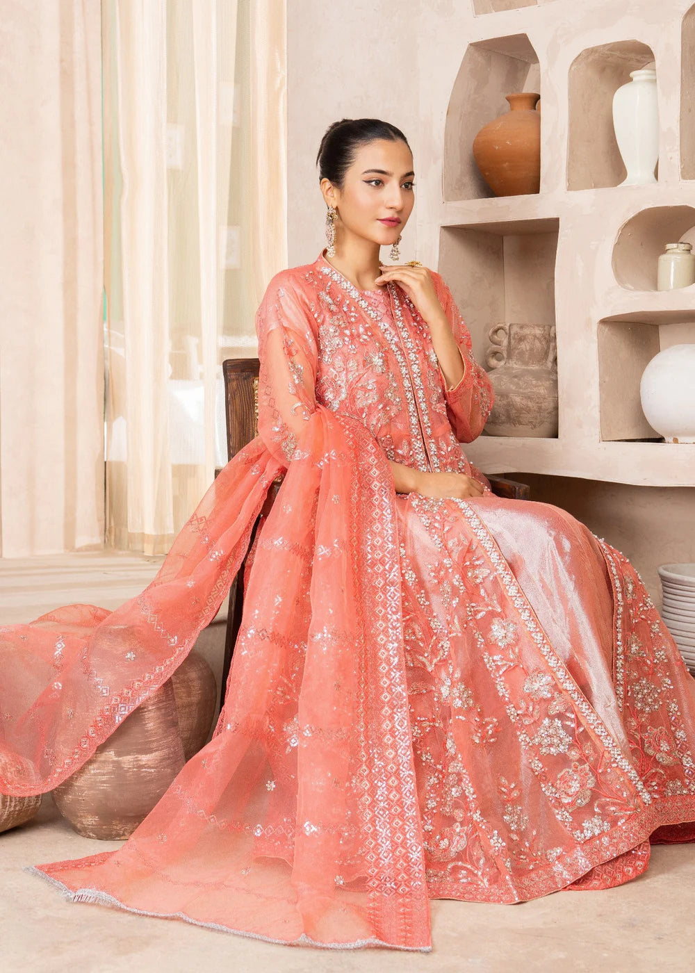 Pink Organza Maxi – 3Piece