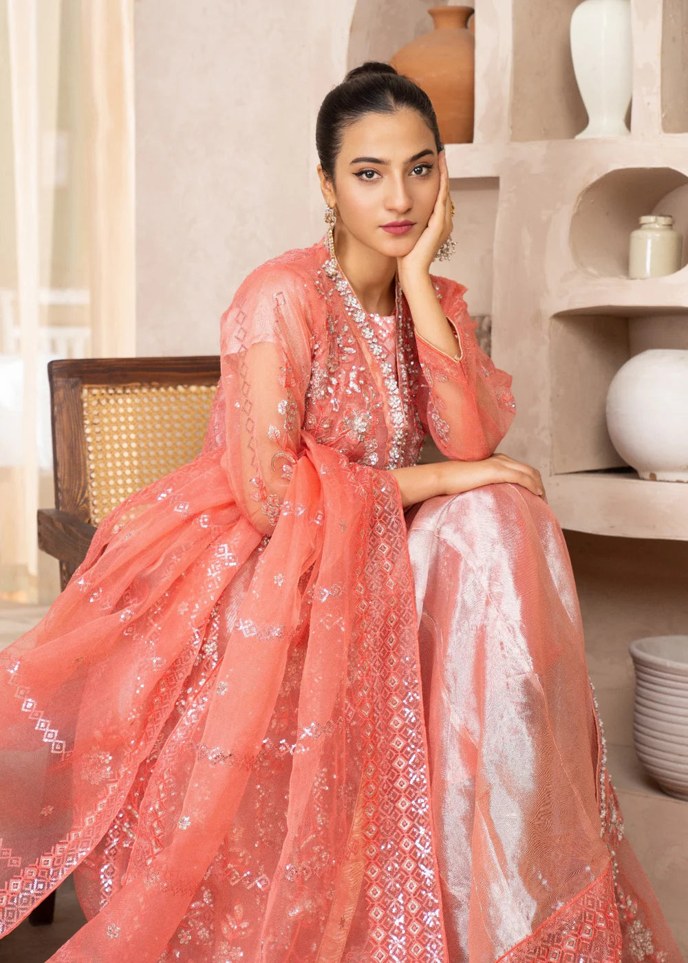 Pink Organza Maxi – 3Piece