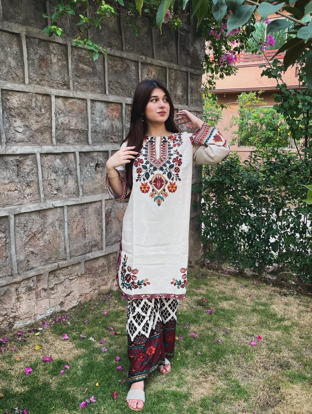 Cream Floral  – 2Piece Co-ord Set