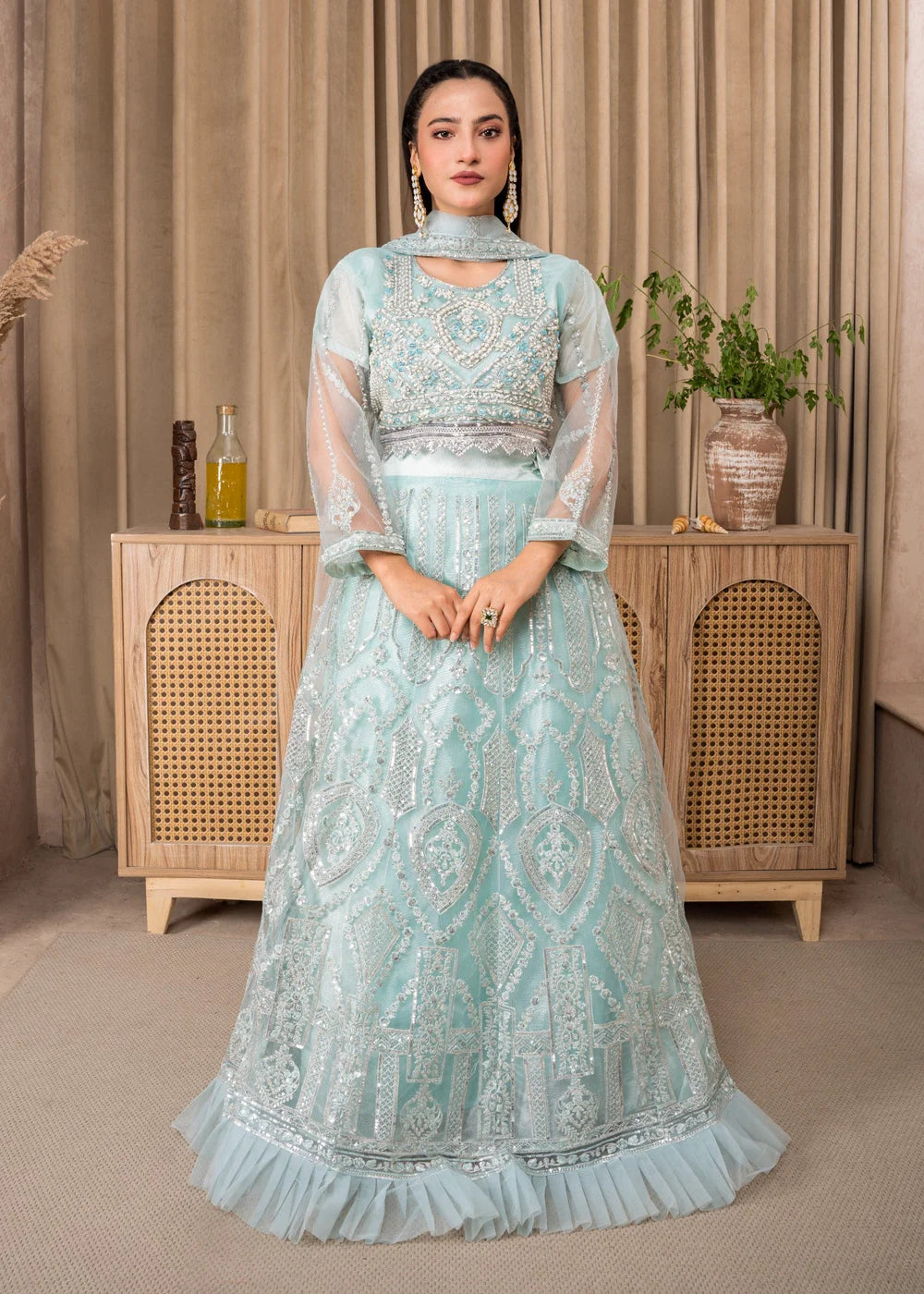 Ice Blue 3-Piece Lehenga