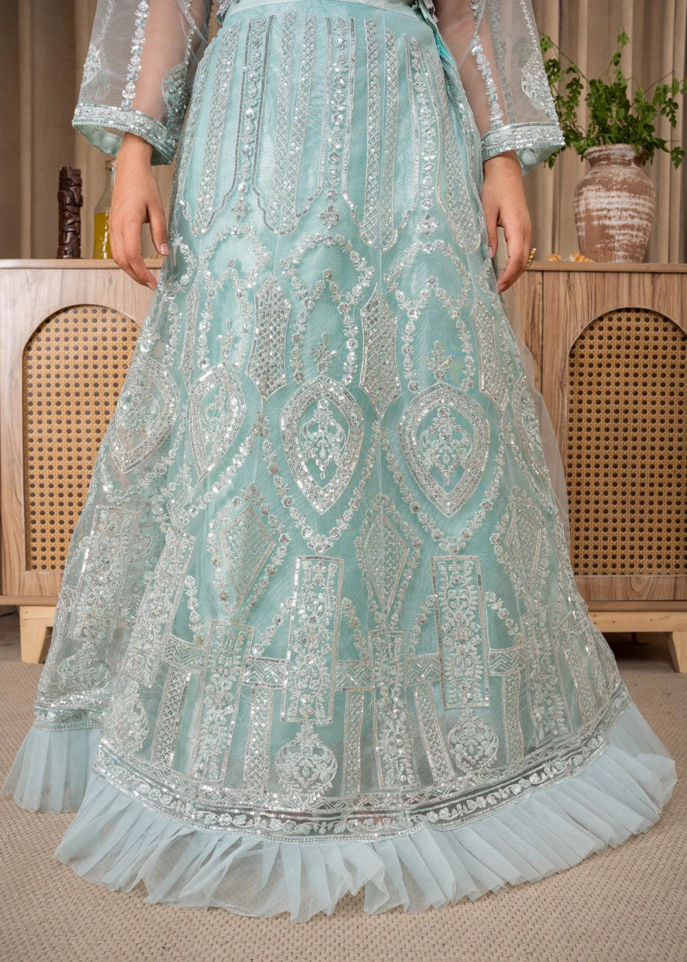 Ice Blue 3-Piece Lehenga
