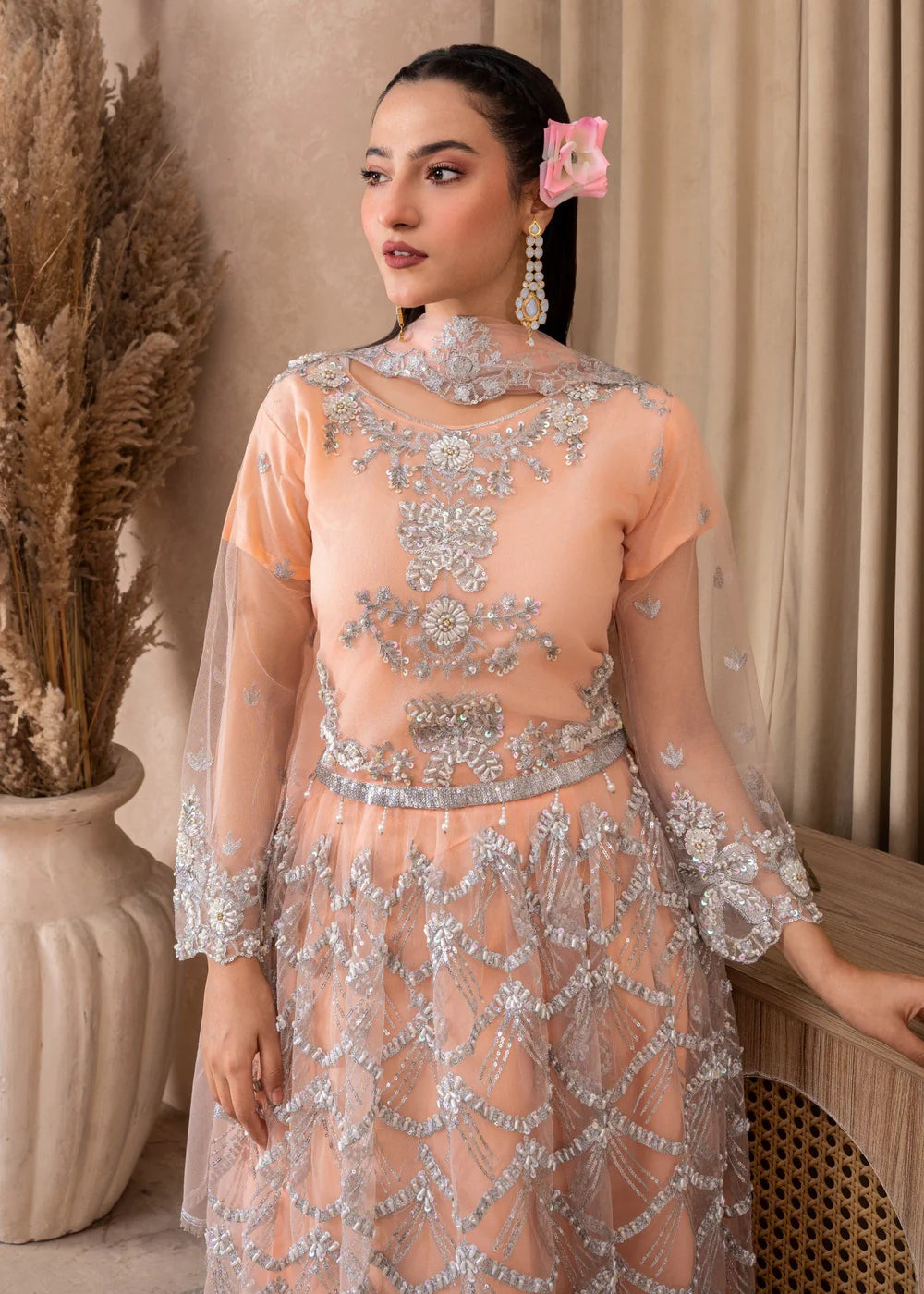 Peach 3-Piece Lehenga