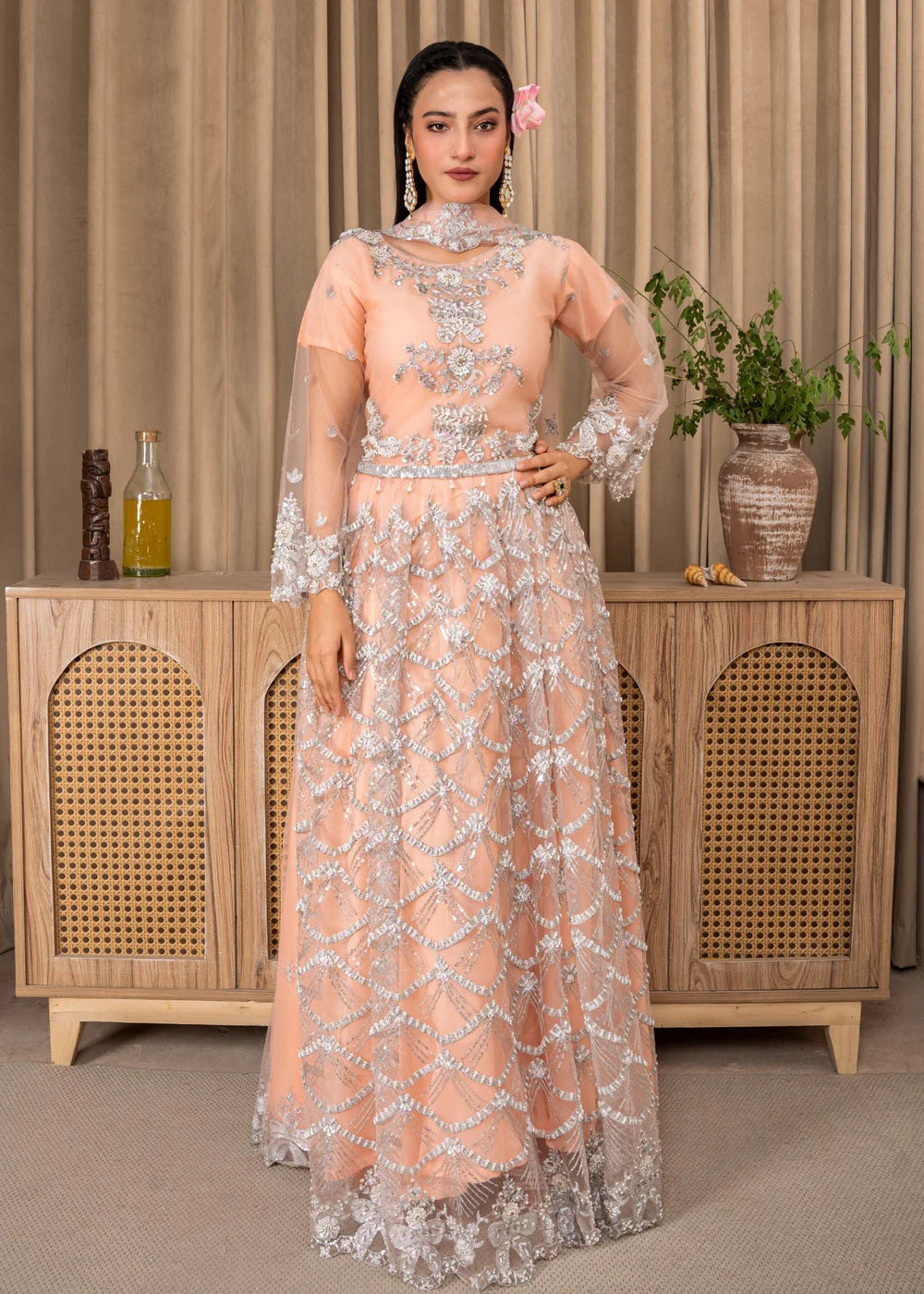 Peach 3-Piece Lehenga