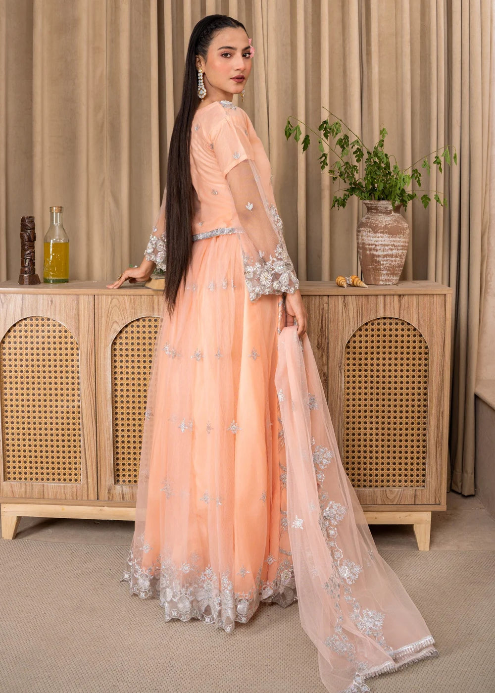 Peach 3-Piece Lehenga
