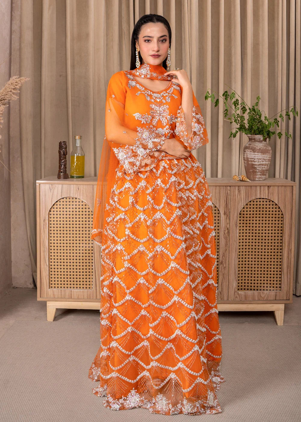 Orange 3-Piece Lehenga