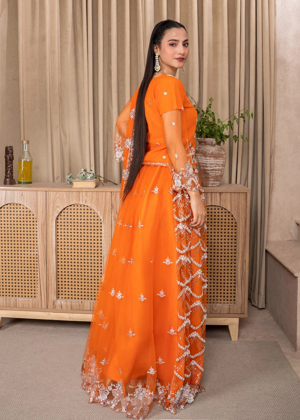 Orange 3-Piece Lehenga
