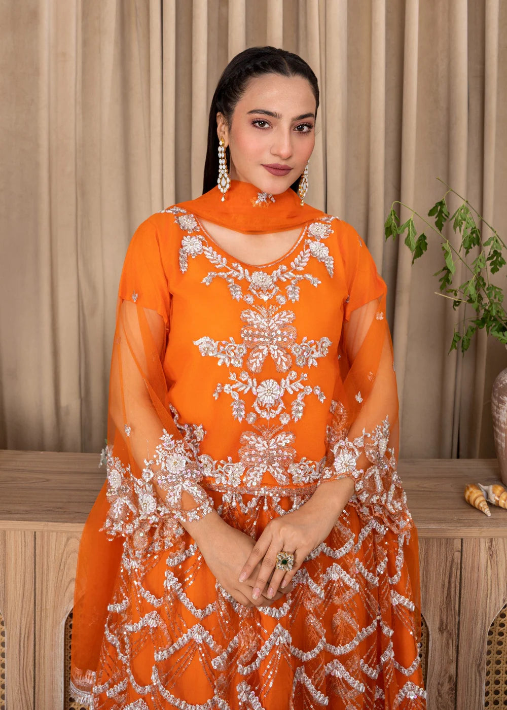 Orange 3-Piece Lehenga