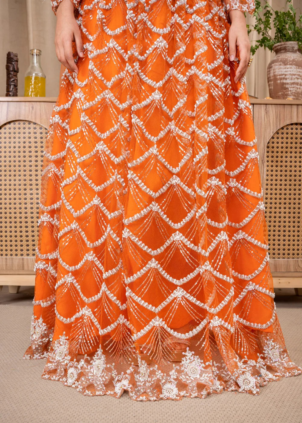 Orange 3-Piece Lehenga