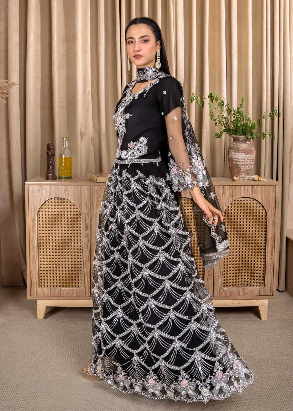 Elegant Black 3-Piece Lehenga