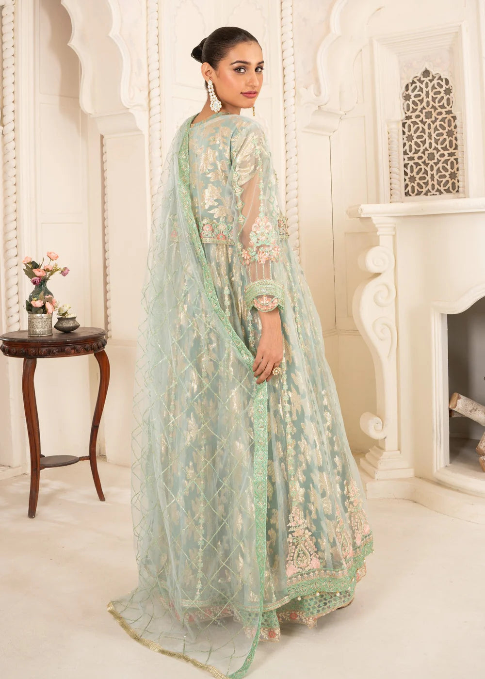 Pastel Green Net Maxi – 3Piece