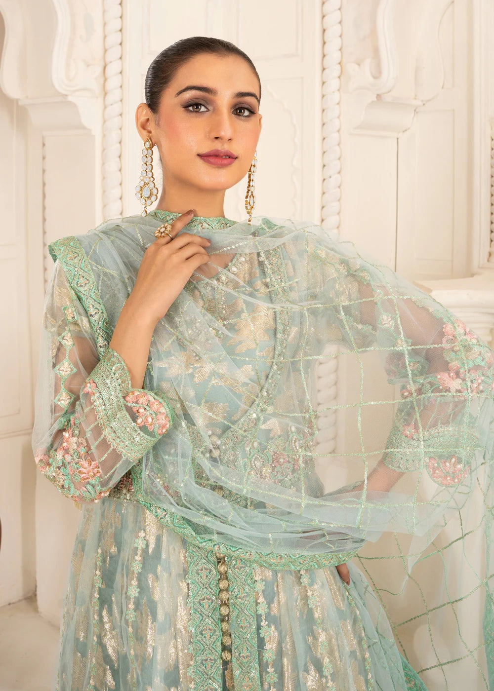 Pastel Green Net Maxi – 3Piece